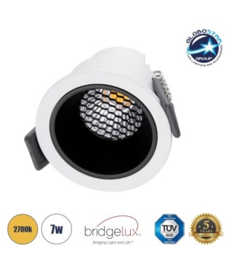 GLOBOSTAR® PLUTO-S 60247 Χωνευτό Downlight Σποτ με Honeycomb Anti Glare Reflector LED 7W 875lm 38° AC 220-240V IP20 Θερμό Λευκό 2700K - Bridgelux COB Chip & TÜV SÜD Driver - Λευκό & Μαύρο Ματ - Μ6.4 x Π6.4 x Υ4.9cm - Q5.5cm - 5 Χρόνια Εγγύηση